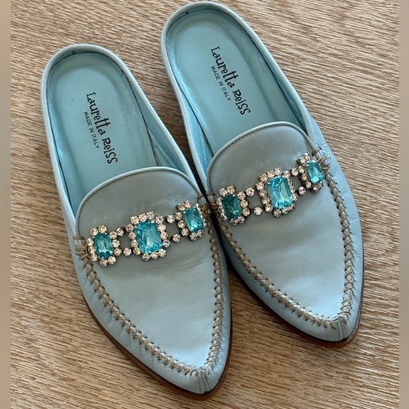 Lauretta Reiss Shoes - Designer Lauretta Reiss Leather Jewel Mules Loafers